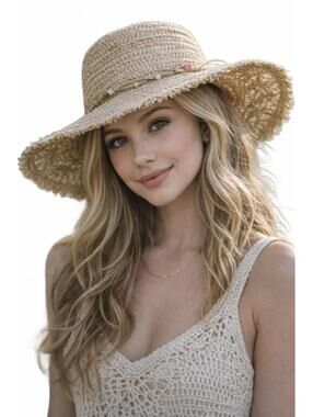 Dream Out Loud Selena Gomez Straw Hat Boho Crochet Fringe